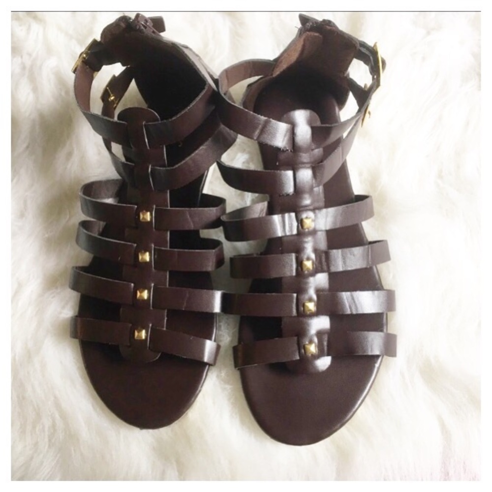 H2K Dark Brown Gladiator Sandals Size 8